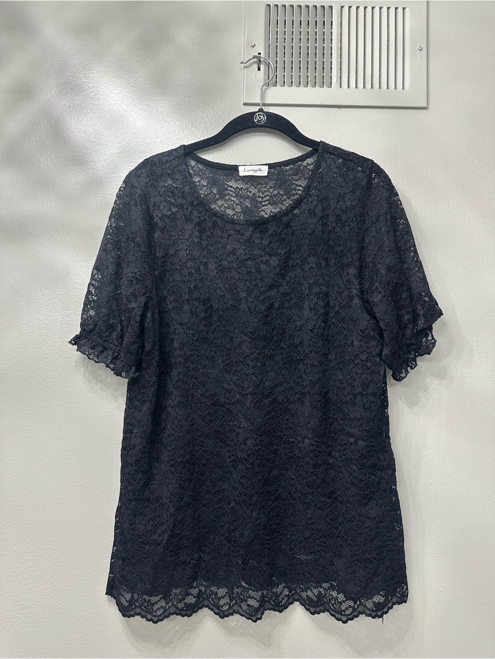 Loveappella Black Lace Short Sleeve Blouse